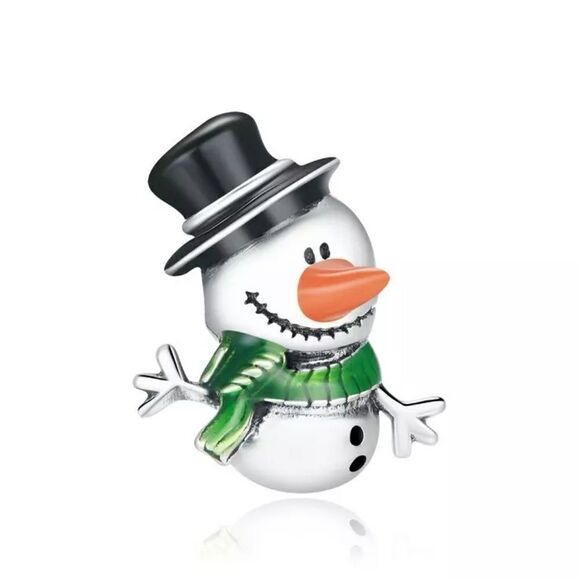 925 Sterling Silver Snowman Charm - Picture 1 of 7